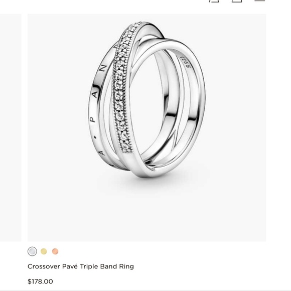 Pandora Crossover Pave Triple Band Size 52 - Picture 4 of 4